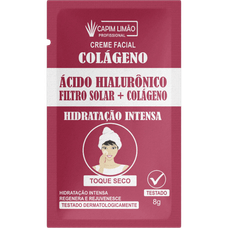 Creme Facial Capim Limão Ácido Hialurônico Filtro Solar Sachê 8G