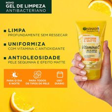 Gél de Limpeza Facial Garnier Uniforme & Matte Vitamina C 150g