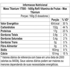 Massa Max Titanium 17500 Sabor Vitamina de Frutas 1,4Kg