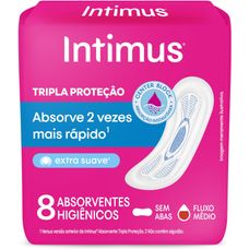 Absorvente Intimus Gel Normal Suave Sem Abas com 8 Unidades