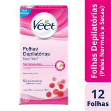 Cera Depilatória Veet Corporal Peles Normais E Secas com 12 Unidades
