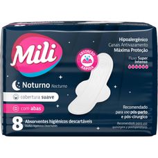 Absorvente Mili Noturno Intenso Suave com Abas 24 Unidades