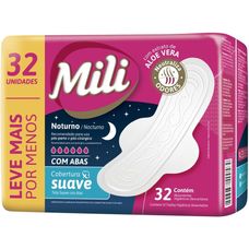 Absorvente Mili Noturno Suave com Abas 32 Unidades