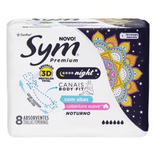 Absorvente Sym Premium Noturno Cobertura Suave com Abas 8 Unidades