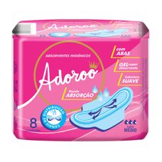Absorvente Adoroo Com Abas Cobertura Suave 8 Unidades