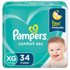 Fralda Pampers Confort Secmega Tamanho Xg Descartável com 34 Unidades