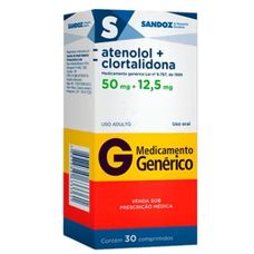 Atenolol+ Clortalidona Sandoz 50mg + 12,5mg com 30 comprimidos