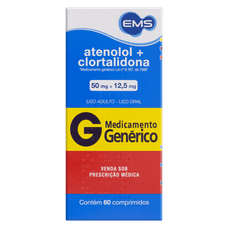 Atenolol+ Clortalidona Ems 50mg+ 12,5mg com 60 comprimidos