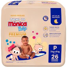 Fralda Turma da Mônica Premium Jumbo P 26 Unidades