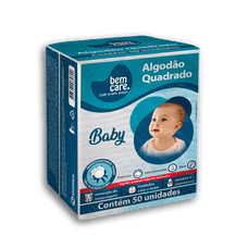 Algodão Bem Care Quadrado com 50 Unidades