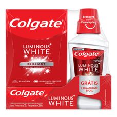 creme Dental Colgate Luminous White com 3 Unidades de 70g+ Enxaguante Bucal Luminous White 250ml