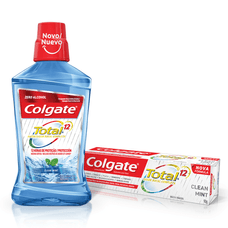 Enxaguante Bucal Colgate 500ml Clean Mint+ creme Dental Colgate Total12 90g
