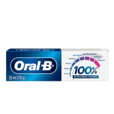 creme Dental Oral-B 100% de Sua Boca Cuidada Menta Refrescante 70g