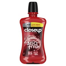 Enxaguante Bucal Close Up Red Hot Proteção 360° Fresh Zero Álcool 500ml