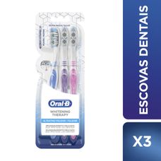 Escova Dental Oral-B Whitening Therapy Ultrafino Polidor com 3 Unidades