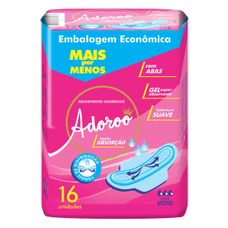 Absorvente Adoroo Com Abas Cobertura Suave 16 Unidades