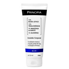 Emulsao Principia corporal 10% Ácido Lático + 10% Triglicerideos + 5% Manteiga De Karite + 5% Glicerina Ec-01 200ml