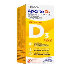 Aporte D3 Hebron 500Ui solução Oral em gotas 10ml