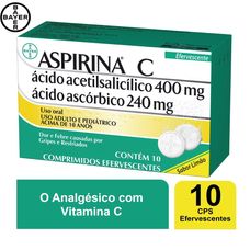 Aspirina Bayer Sabor Limão 400mg+ 240mg com 10 comprimidos Efervescentes