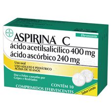 Aspirina Bayer Sabor Limão 400mg+ 240mg com 10 comprimidos Efervescentes