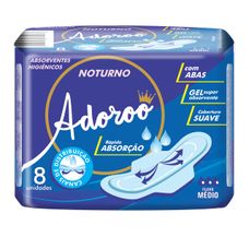 Absorvente Adoroo Noturno Cobertura Suave 8 Unidades
