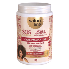 creme Para Pentear Salon Line Rícino E Queratina Sos Cachos 1Kg