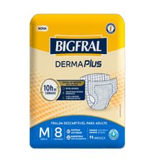 Fralda Geriátrica Bigfral Derma Plus Regular Tamanho M  Com8 Unidades