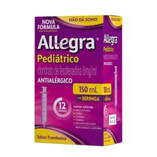 Antialergico Allegra Pediatrico Cloridrato de Fexofenadina 6mg/ml Suspensão Oral 150ml com Seringa